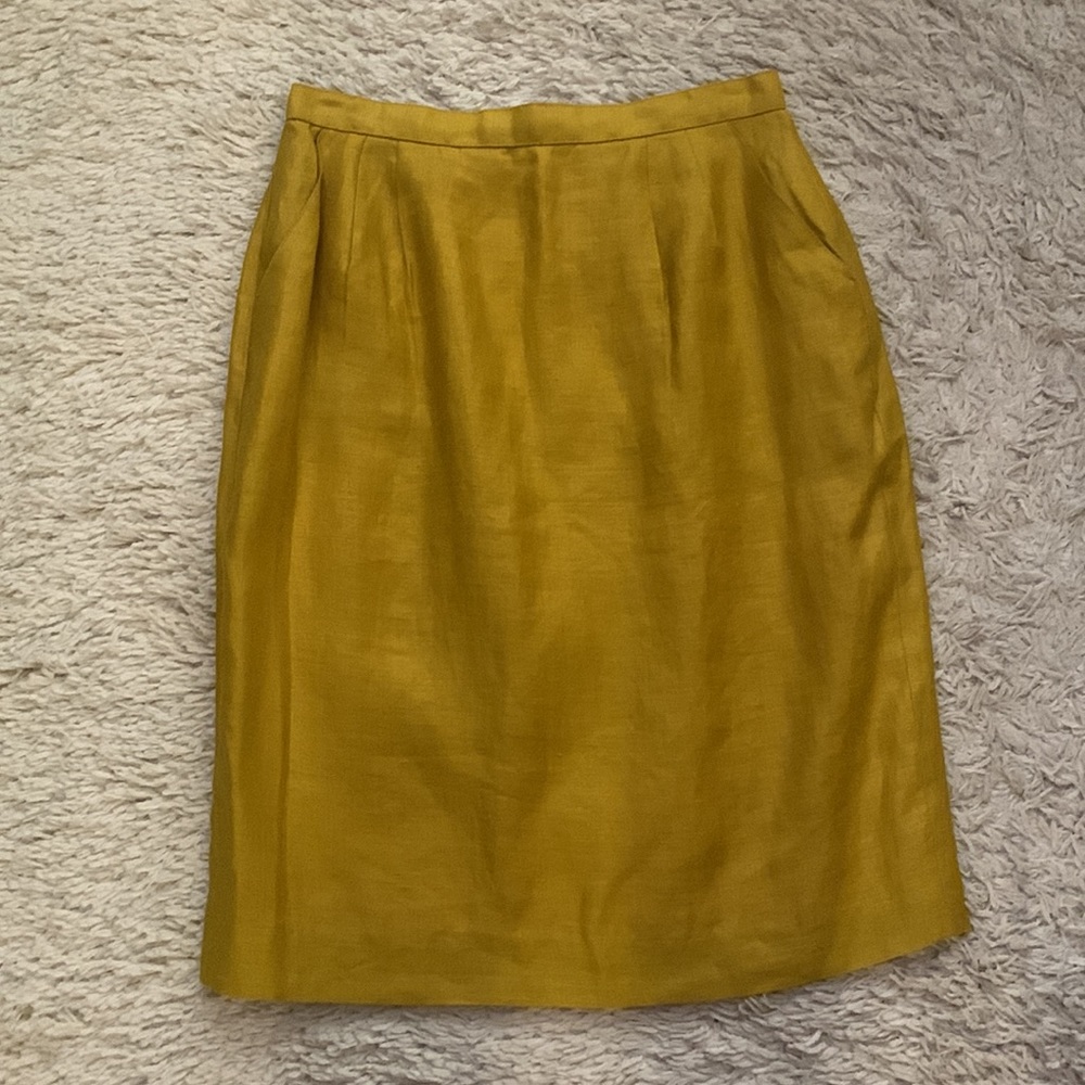 VINTAGE Yellow High Waisted Pencil Skirt